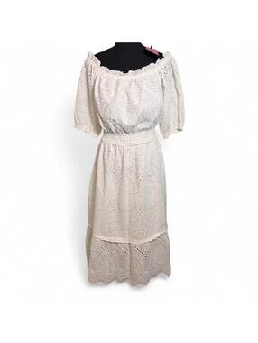 NWT Betsey Johnson Women's White Cotton Eyelet Dress sz XL